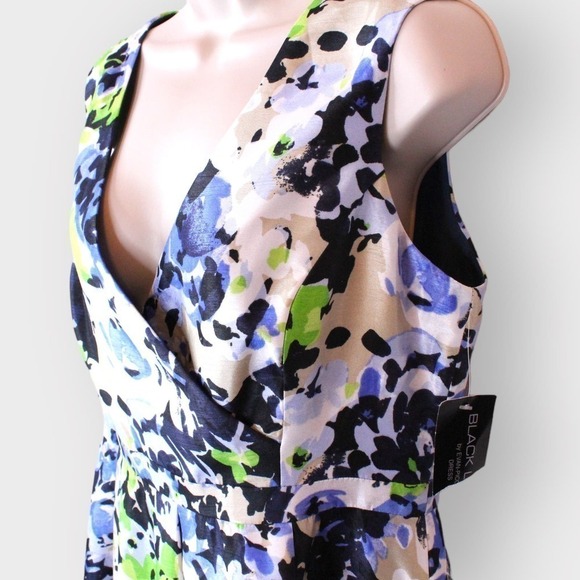 Floral V-neck Dress by Evan Picone White, Periwinkle, Blue, and Green Size 8 - Picture 2 of 15